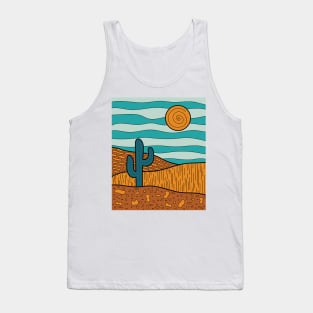 Abstract desert landscape illustration - Blue Tank Top